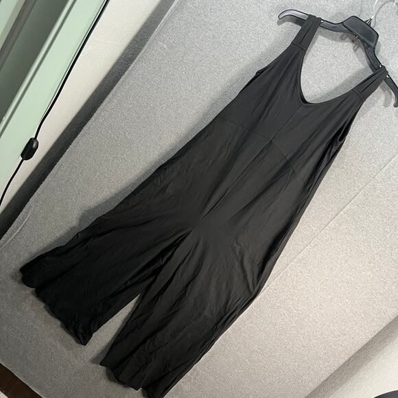 Cuddl Duds Regular Wide Leg Flexwear y-Neck Jumpsuit Black, Small - Picture 1 of 12